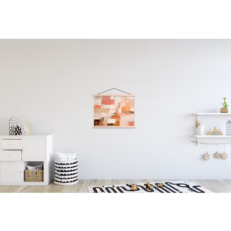 Kunst - Roze - Abstract textielposter latten blank klein -kinderkamer