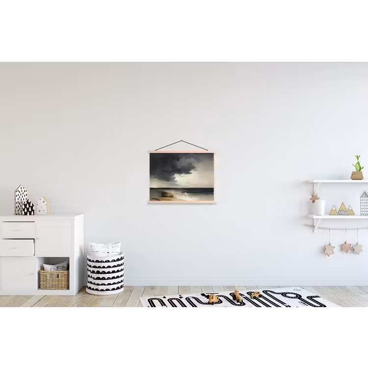 Kust - Golven - Rots - Storm textielposter latten blank klein -kinderkamer