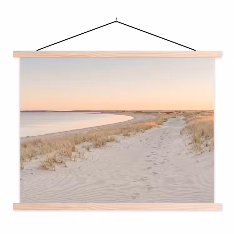 Kustlijn - Horizon - Hek textielposter latten blank klein -3d