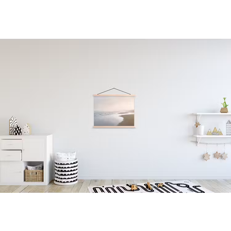 Kustlijn - Strand - Oceaan textielposter latten blank klein -kinderkamer