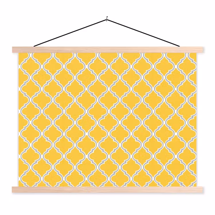 Lantaarn - Arabesk - Elegant - Geel textielposter latten blank klein 122 -3d