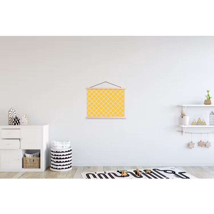 Lantaarn - Arabesk - Elegant - Geel textielposter latten blank klein 122 -kinderkamer