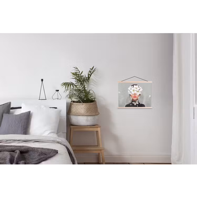 Lelies - Portret - Wit textielposter latten blank klein -woonkamer