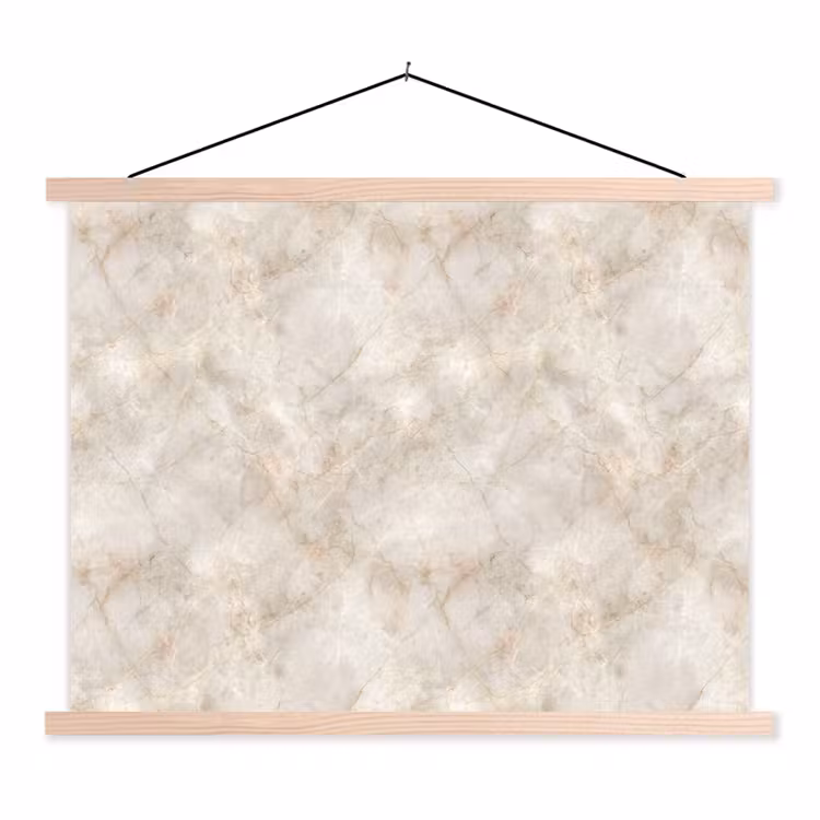 Lichtbeige - Goudbruine Nerven - Marmer textielposter latten blank klein 122 -3d