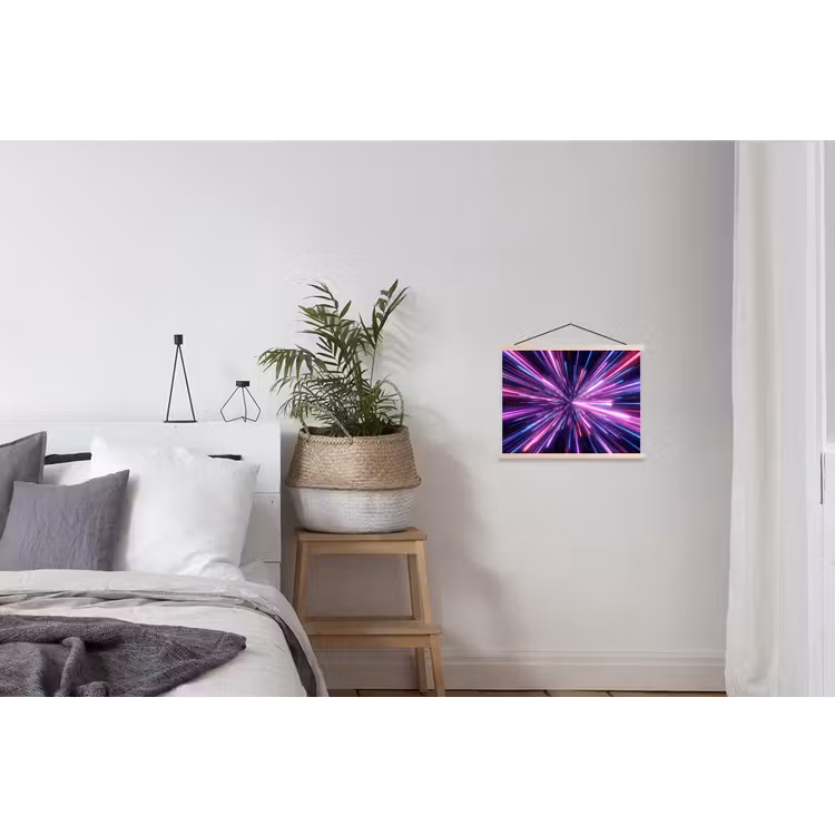 Lichtsnelheid - Ruimte - Roze - Paars textielposter latten blank klein -woonkamer