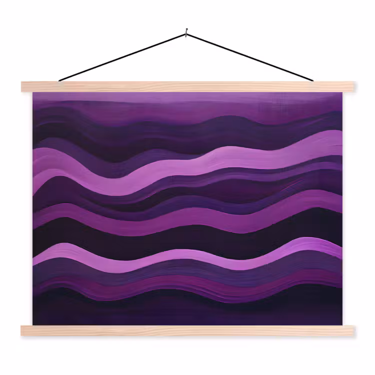 Lijnen - Golven - Paars - Abstract textielposter latten blank klein -3d