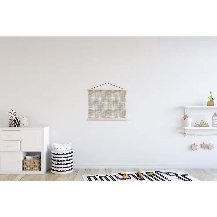 Linnen - Patroon - Groen textielposter latten blank klein 122 -kinderkamer
