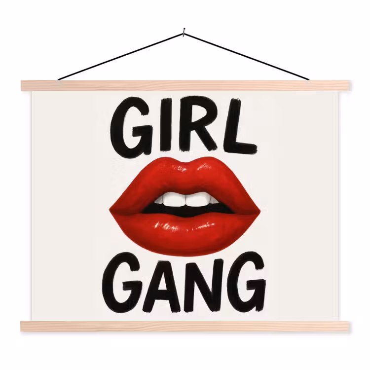 Lip - Girl - Rood - Letters textielposter latten blank klein -3d