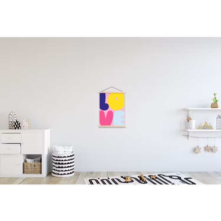 Love - Valentijn - Kleurrijk textielposter latten blank klein -kinderkamer