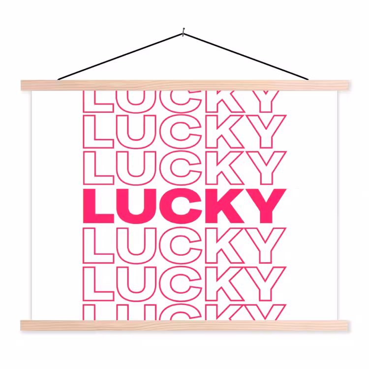 Lucky - Roze - Patroon textielposter latten blank klein -3d