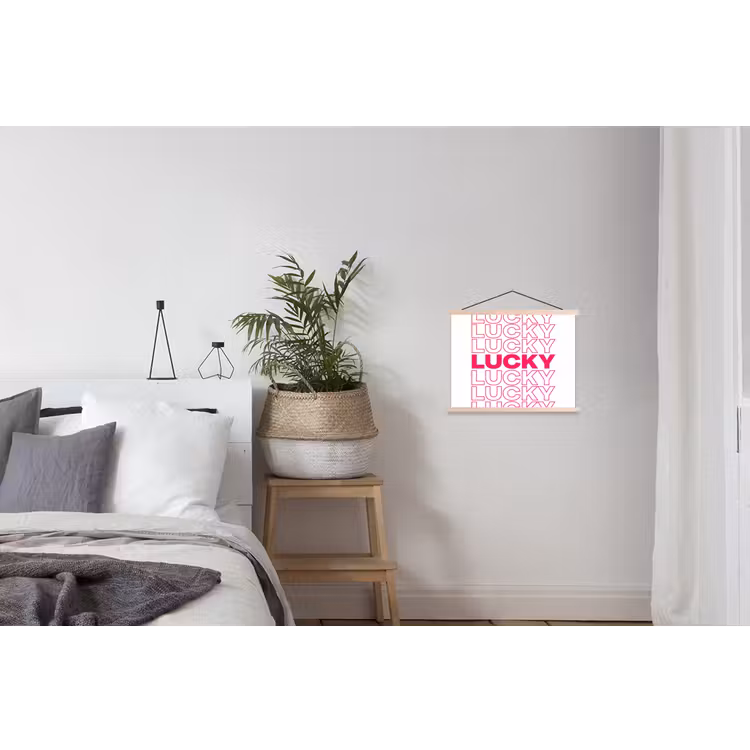 Lucky - Roze - Patroon textielposter latten blank klein -woonkamer