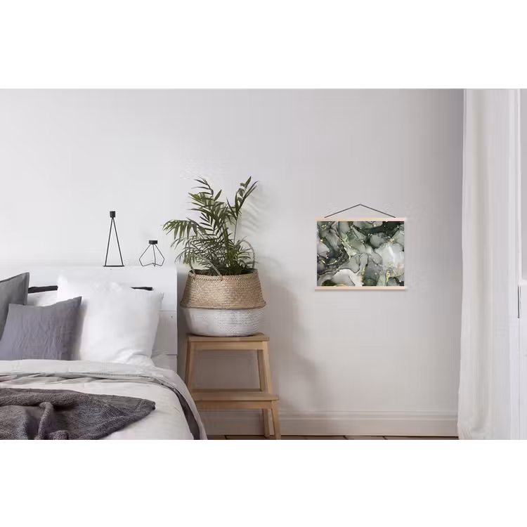 Luxe - Marmer - Groen textielposter latten blank klein -woonkamer