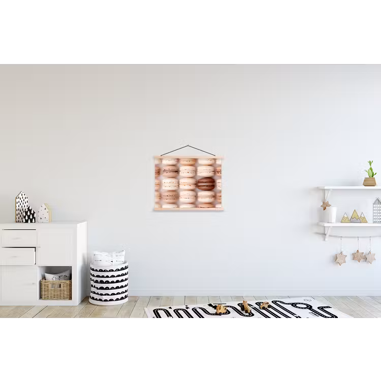 Macarons - Beige - Bruin textielposter latten blank klein -kinderkamer