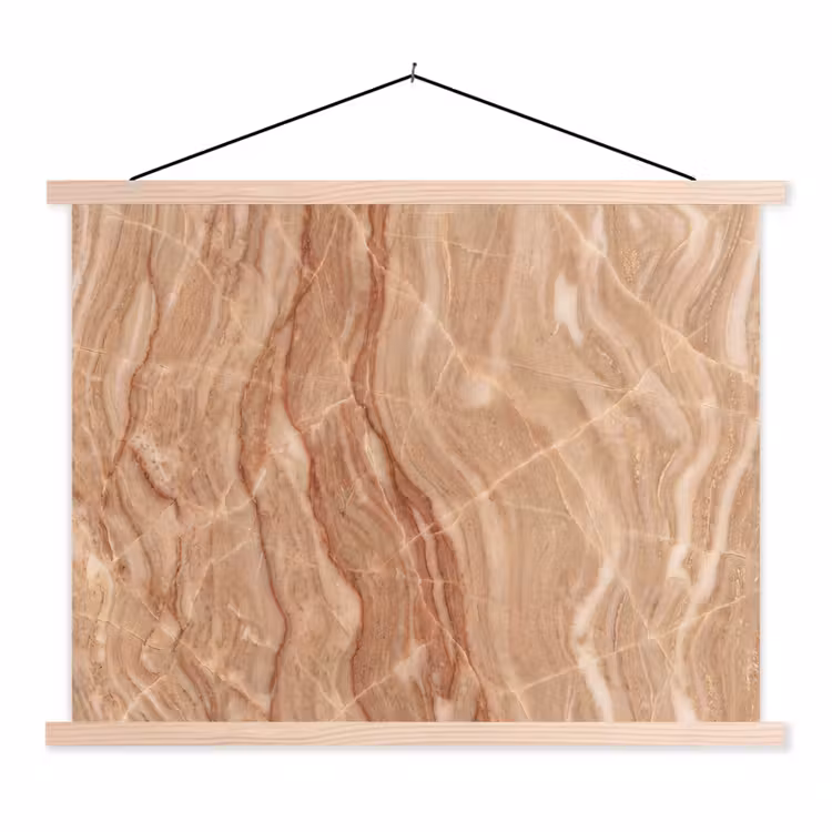 Marmer - Ader - Natuur - Abstract - Beige textielposter latten blank klein -3d