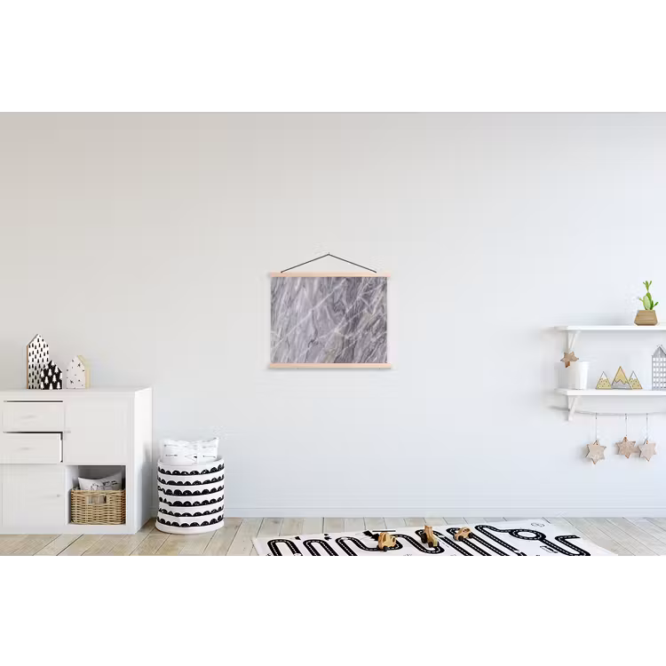 Marmer - Ader - Patroon - Abstract - Grijs textielposter latten blank klein -kinderkamer