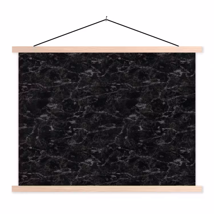Marmer - Aders - Zwart textielposter latten blank klein 122 -3d