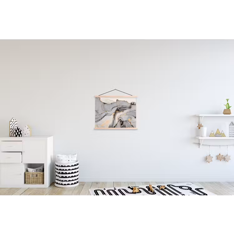 Marmer - Goud - Grijs textielposter latten blank klein -kinderkamer