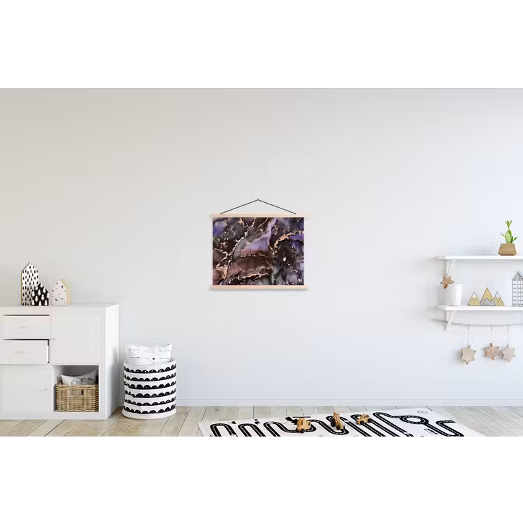 Marmer - Goud - Roze textielposter latten blank klein -kinderkamer