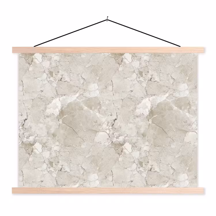 Marmer - Grijs - Aders textielposter latten blank klein 122 -3d