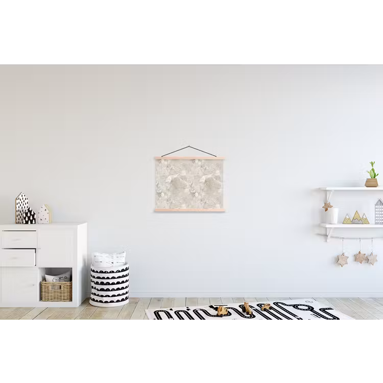 Marmer - Grijs - Aders textielposter latten blank klein 122 -kinderkamer