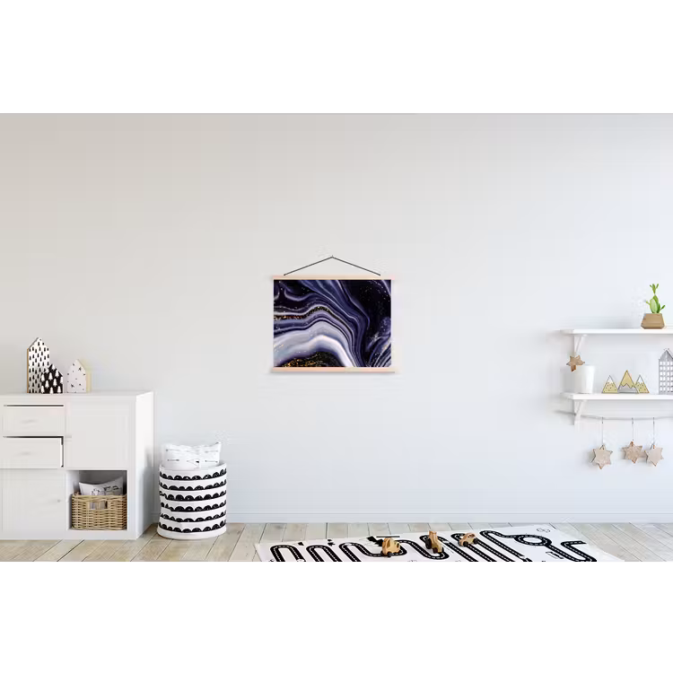 Marmer - Paars - Luxe - Marmerlook - Glitter textielposter latten blank klein -kinderkamer