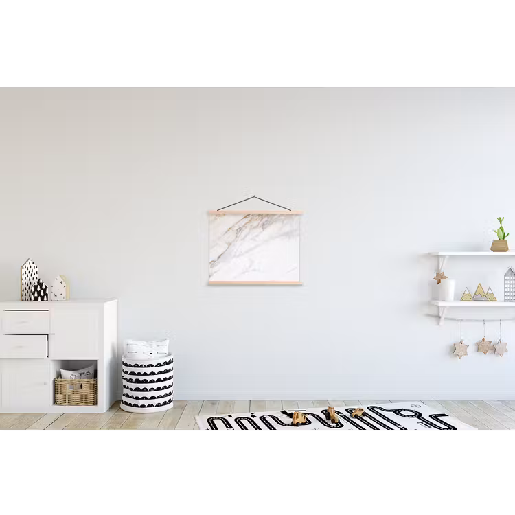 Marmer - Steen - Wit - Goud - Marmerlook - Steen - Luxe textielposter latten blank klein -kinderkamer