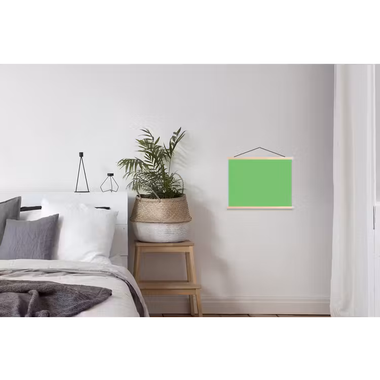 Meadow - Green - Groen textielposter latten blank klein 122 -woonkamer