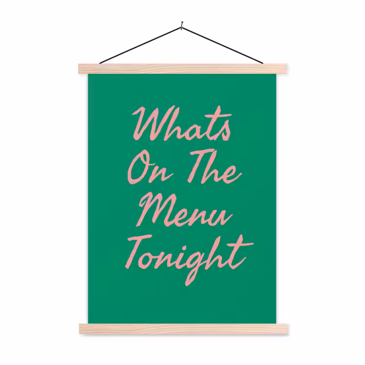 Menu - Quote - Roze textielposter latten blank klein -3d