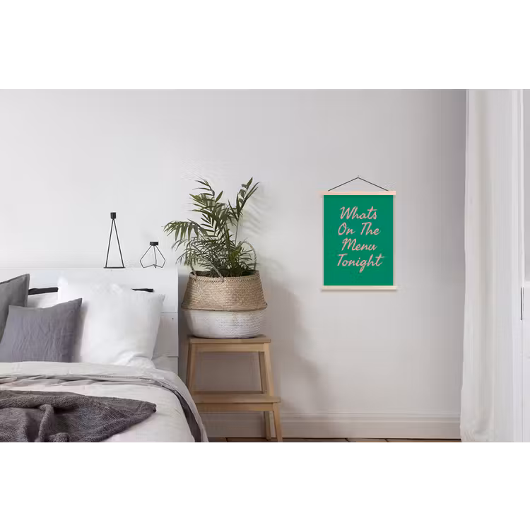 Menu - Quote - Roze textielposter latten blank klein -woonkamer