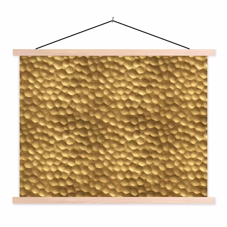 Metaal - Dynamisch - Goud textielposter latten blank klein 122 -3d
