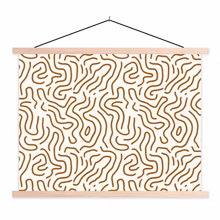 Minimalistisch - Patroon - Terracotta textielposter latten blank klein 122 -3d