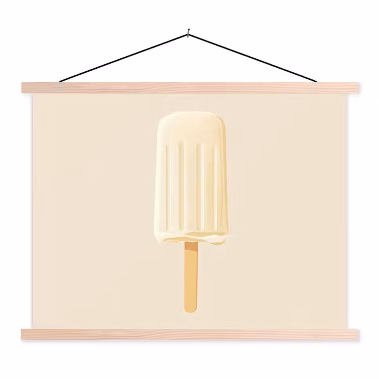 Minimalistisch - Waterijsje - Stokje - Beige textielposter latten blank klein -3d