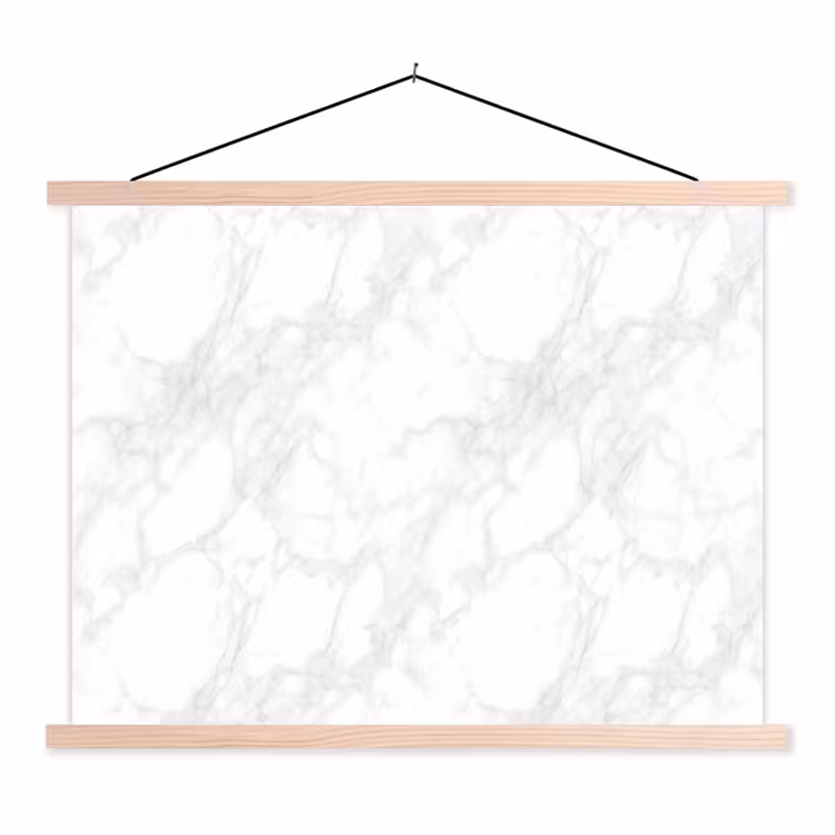 Minimalistisch - Wit - Grijze aders textielposter latten blank klein 122 -3d