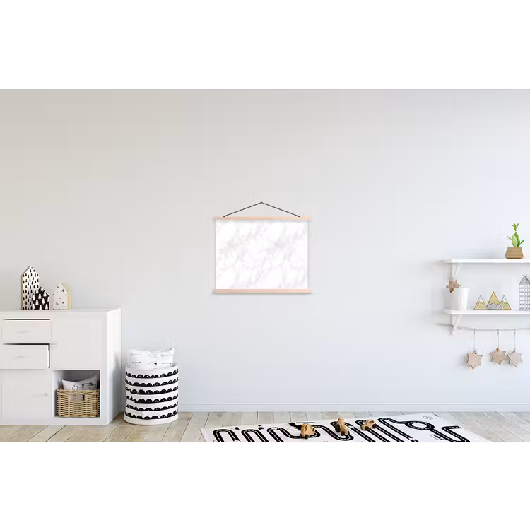 Minimalistisch - Wit - Grijze aders textielposter latten blank klein 122 -kinderkamer
