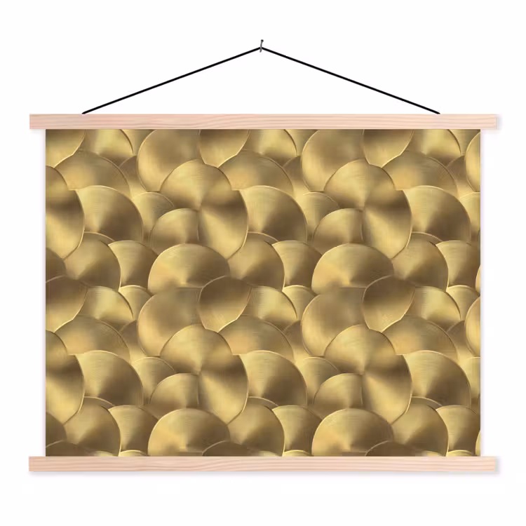 Modern - Cirkel - Goud textielposter latten blank klein 122 -3d