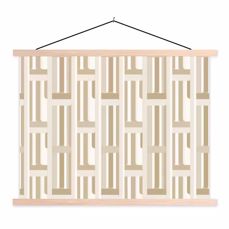 Modern - Geometrisch - Beige textielposter latten blank klein 122 -3d