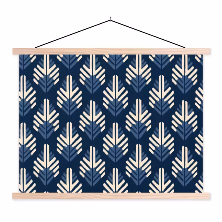 Modern - Patroon - Blauw textielposter latten blank klein 122 -3d