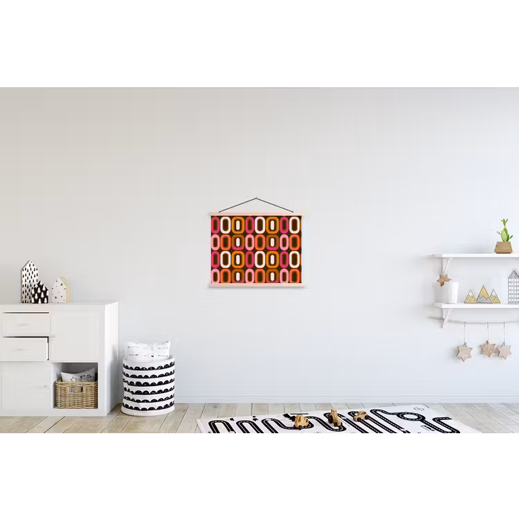 Modern - Retro - Kleurrijk textielposter latten blank klein 122 -kinderkamer