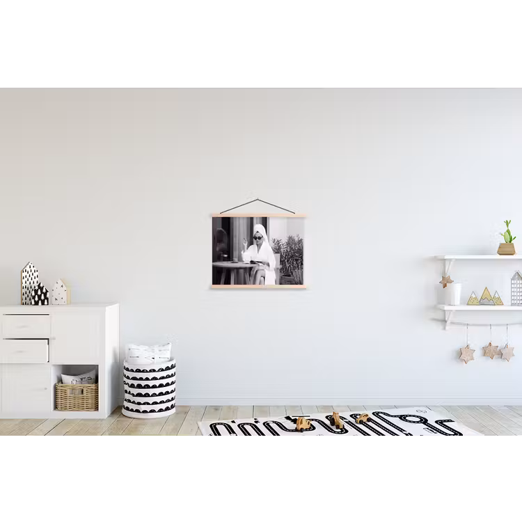 Modern - Vrouw - Zwart - Wit textielposter latten blank klein -kinderkamer