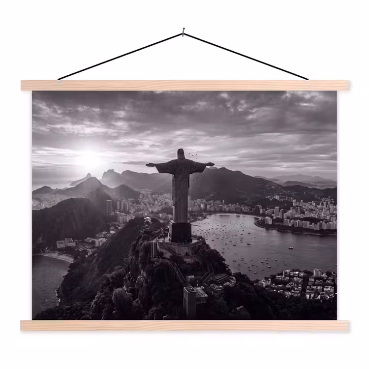 Monument - Stadsgezicht - Landschap - Zwart-wit textielposter latten blank klein -3d