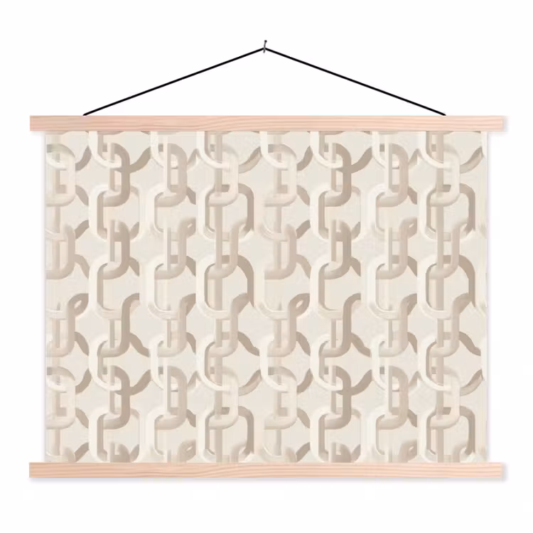 Motief - Abstract - Beige textielposter latten blank klein 122 -3d