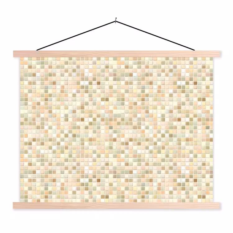 Mozaïek - Patroon - Beige textielposter latten blank klein 122 -3d