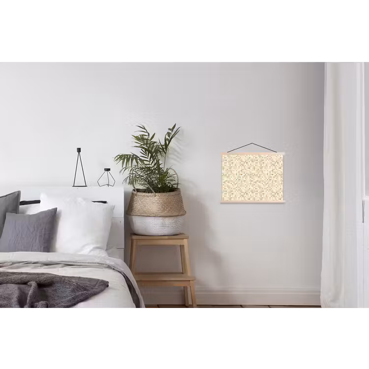 Mozaïek - Patroon - Beige textielposter latten blank klein 122 -woonkamer