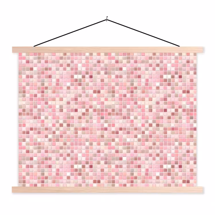Mozaïek - Patroon - Roze textielposter latten blank klein 122 -3d
