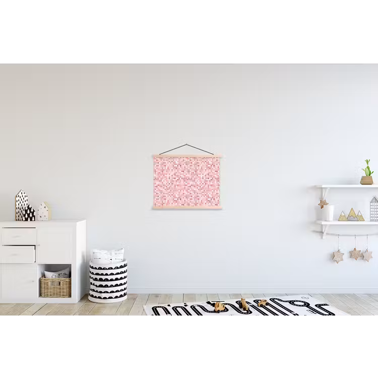 Mozaïek - Patroon - Roze textielposter latten blank klein 122 -kinderkamer