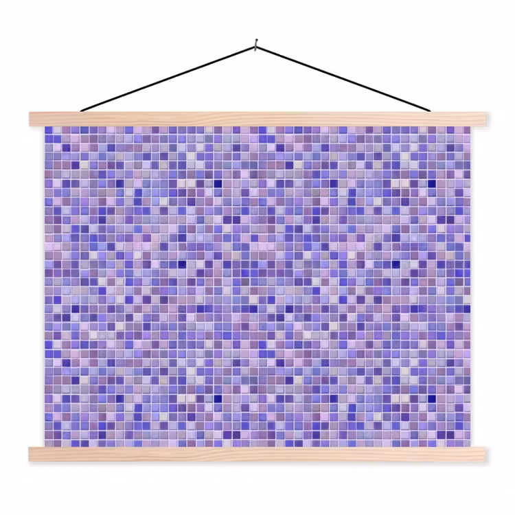Mozaïek - Tegels - Lila - Amethist textielposter latten blank klein 122 -3d