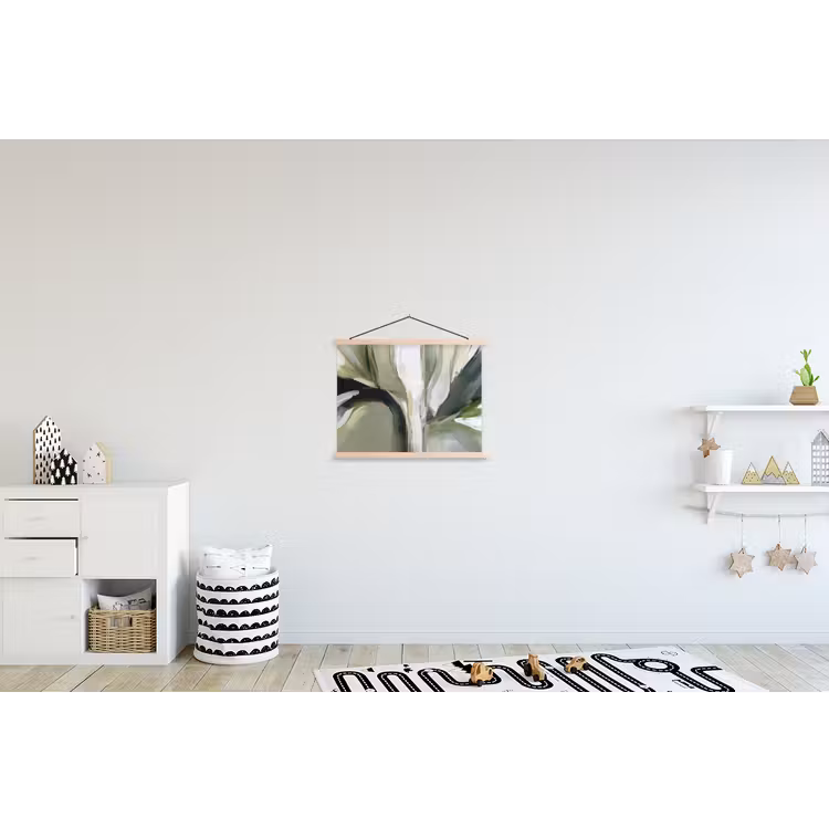 Natuur - Abstract - Groen - Penseelstreken textielposter latten blank klein -kinderkamer