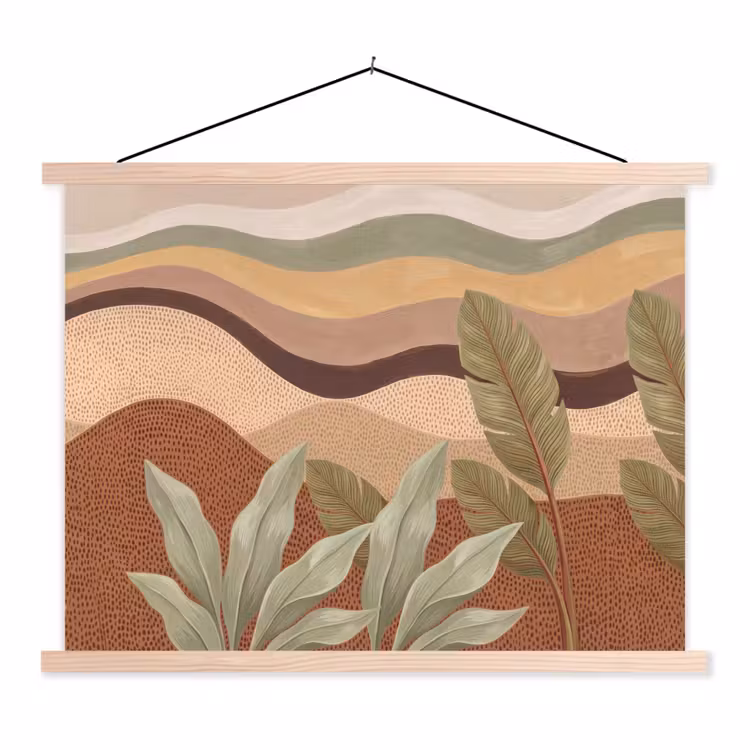 Natuur - Bladeren - Landschap - Abstract - Aardetinten textielposter latten blank klein -3d