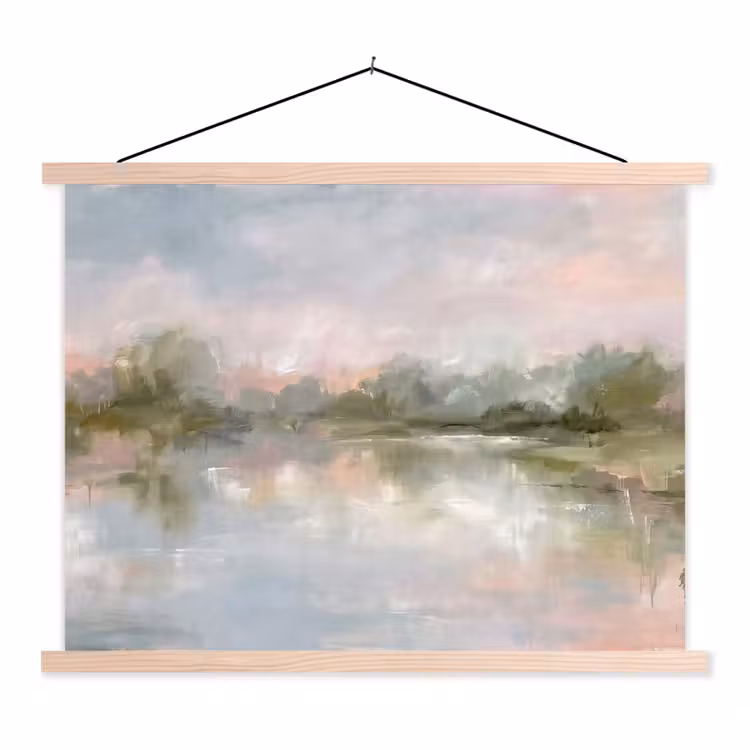 Natuur - Landschap - Abstract - Water - Groen textielposter latten blank klein -3d