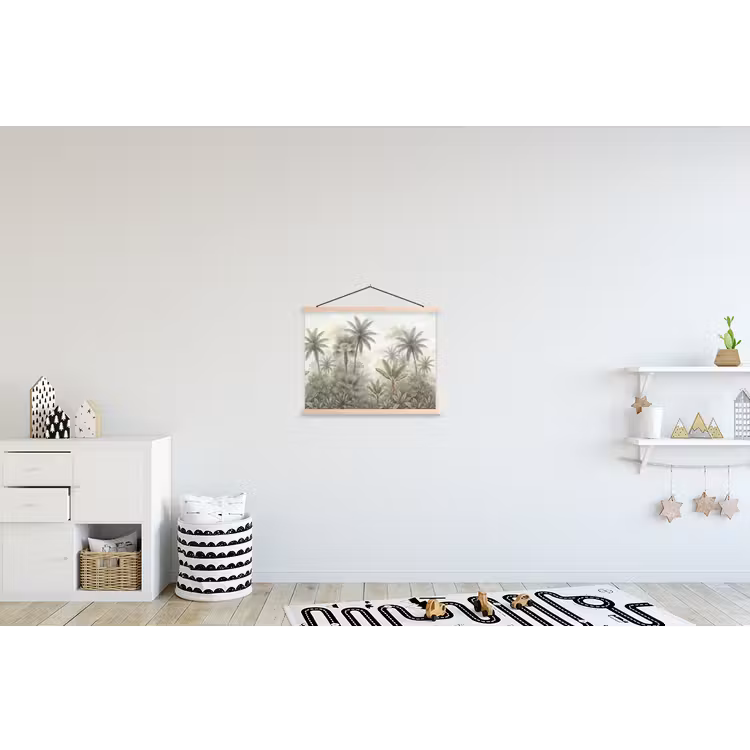 Natuur - Tropisch bos - Landschap - Aquarel - Groen textielposter latten blank klein -kinderkamer